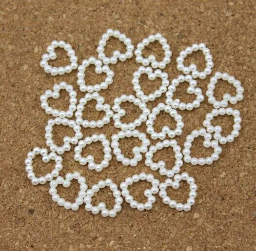 Nouveau Design blanc perle perles en forme de coeur bricolage épingle à cheveux accessoires perle téléphone mariage fabrication de cartes artisanat 11mm * 11mm 2016 HOT