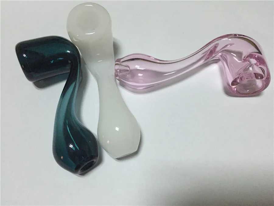 Heady coloridos laboratórios tubo de vidro da mão sherlock vidro para fumar tabaco de cachimbo COLHER alta qualidade preço barato