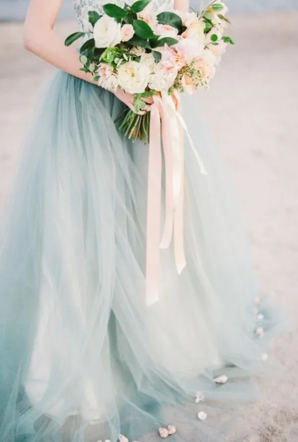 Pale Blue Tulle Wedding Dress: A-Line Strapless Lace Gown for Beach &  Country. Shop Now! from Dhgate A-Line Wedding Dresses - price 140.71