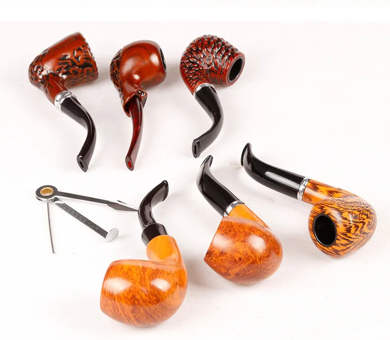 Wood Color Wooden Pipe Smoking Pipes 16cm Metal & Acrylic Material Choiced Gift 4 Types for Tabacoo Cigarette