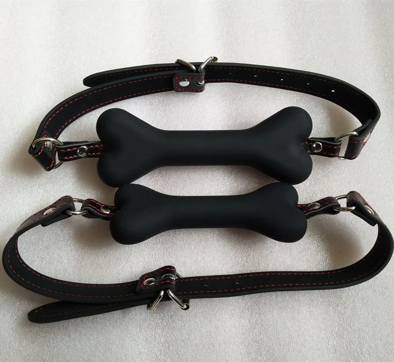 Qualité Chien Os Forme Silicone Oral Sex Bouche Gags SM Fétiche Bondage