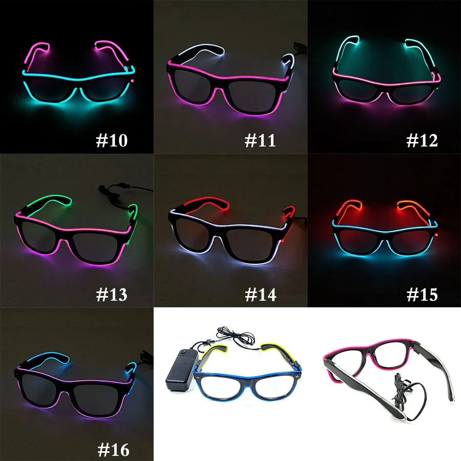 Led Party Lighting Glasses Fashion El Two-Color Glowing Glasses Xmas Birthday Halloween Neon Party Bar Costume Decor Supplies WX-G13