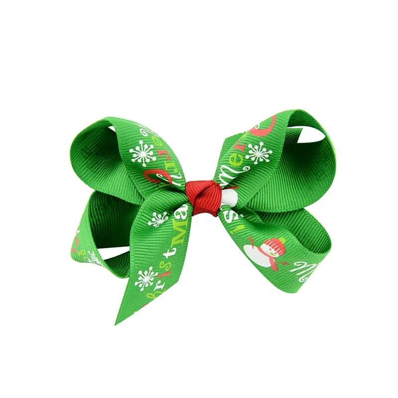 Baby Girl Bow Spins Barrettes Boże Narodzenie Grosgrain Ribbon Bows z klipsem Snowflake Dziewczyna dziewczyna wiatreko włosy