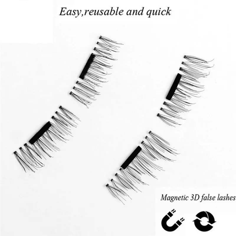 Vendita in fabbrica Trucco magnetico ciglia magnetiche 3D Mink Fasle Eyelash riutilizzabile 4 pezzi / paio