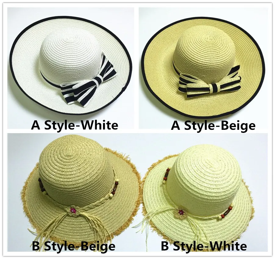 밀 짚 모자 밀 짚 모자 숙 녀 여성 모자, 양동이 모자 여름 해변 태양 모자 꽃, 활 모자