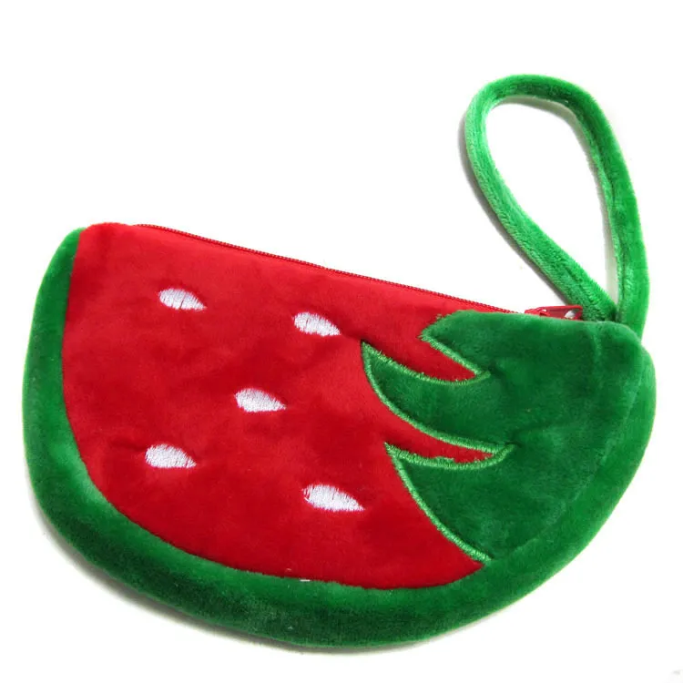 Porte-monnaie de fruits 5 styles Nouveau porte-monnaie en peluche dessin animé fraise pastèque orange sac à main sacs à monnaie sacs pour écouteurs sac de téléphone moblie