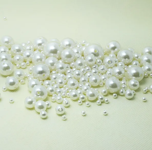 Whole 1000pcs New Fashion White mixed Faux Pearls Loose Beads 4mm 6mm 8mm 10mm 12mm Fit European Bracelets DIY285Y