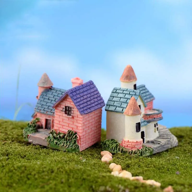 Wholesale- House Cottages Mini Craft Miniature Fairy Garden Home Decoration Houses Micro Landscaping Decor DIY Accessories