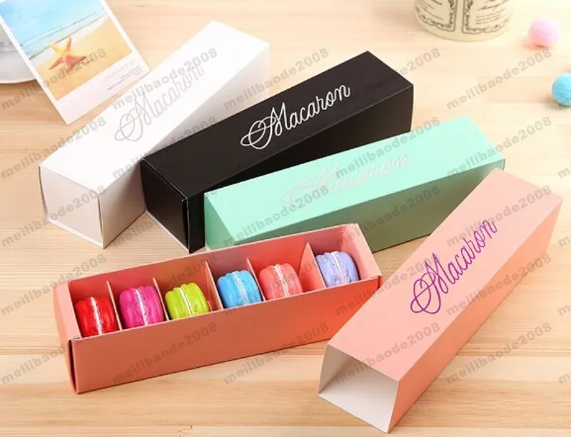 Macaron Box Cake Box Biscuit Muffin Box 20,3*5,3*5,3 см Черный Синий Зеленый Белый 4 Цвета НОВЫЙ ГОРЯЧИЙ MYY