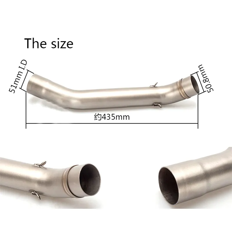 TKOSM Motorcykel Middle Exhaust Pipe Through-Hole Ljuddämpare för Kawasaki Z750 Z800 2010 2011 2012 2013 2014 utan avgas