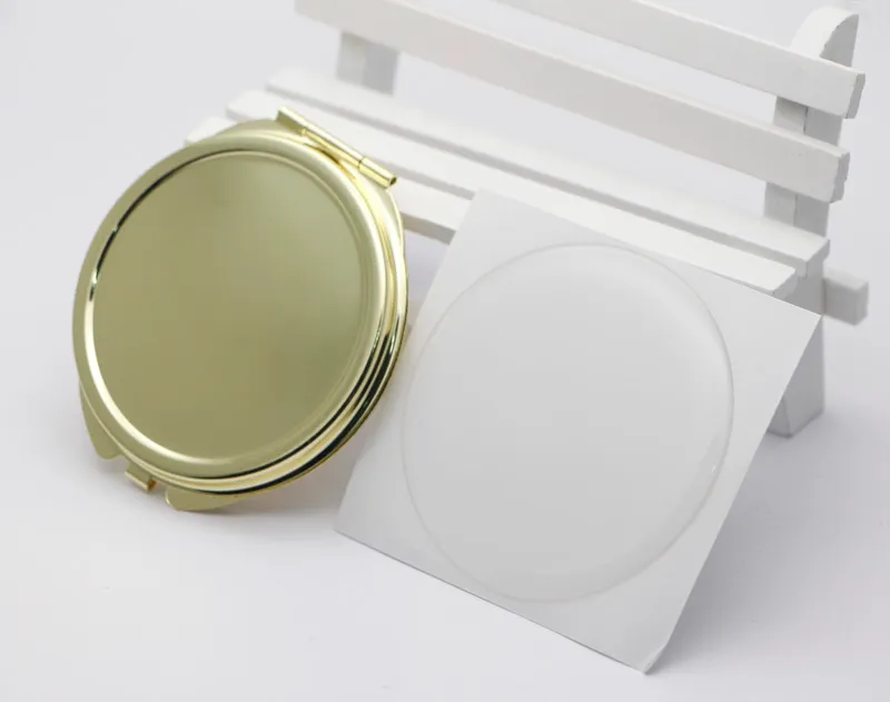 5 pieces/lot Gold Compact Mirror Blank Magnifying Dia 51mm Pocket Mirror +Epoxy Sticker DIY set 18032-2 Small Trail Order