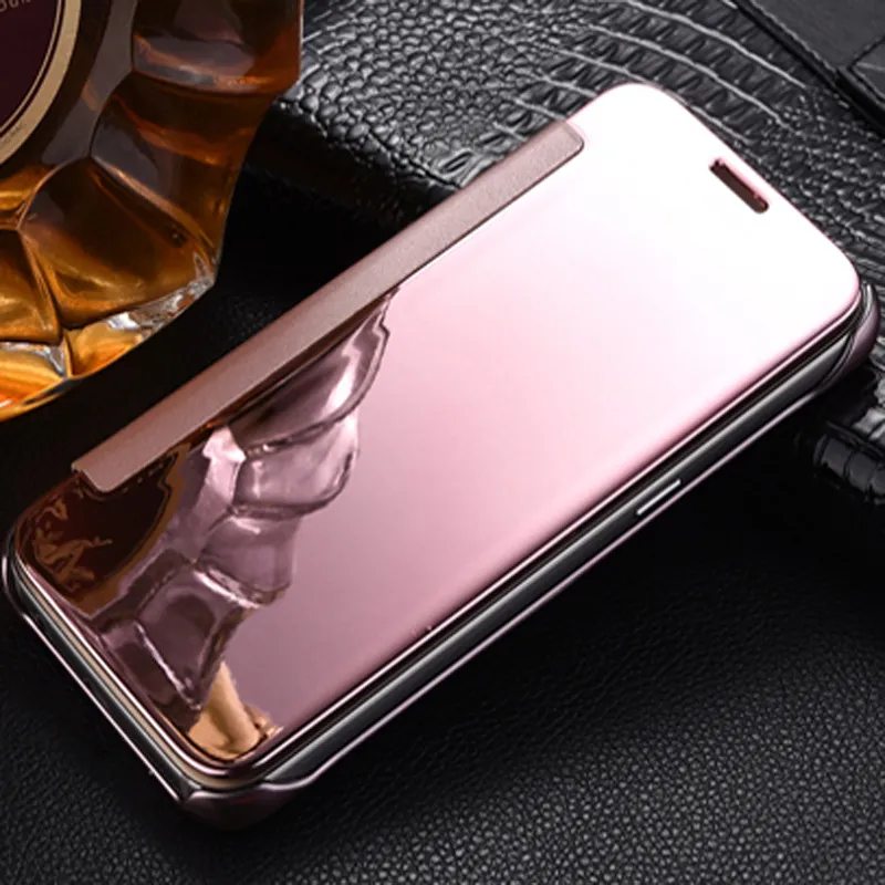 Per samsung S6 prime Luxury Clear View Mirror Flip Galvanotecnica per samsung galaxy s6 s6 bordo cassa coque