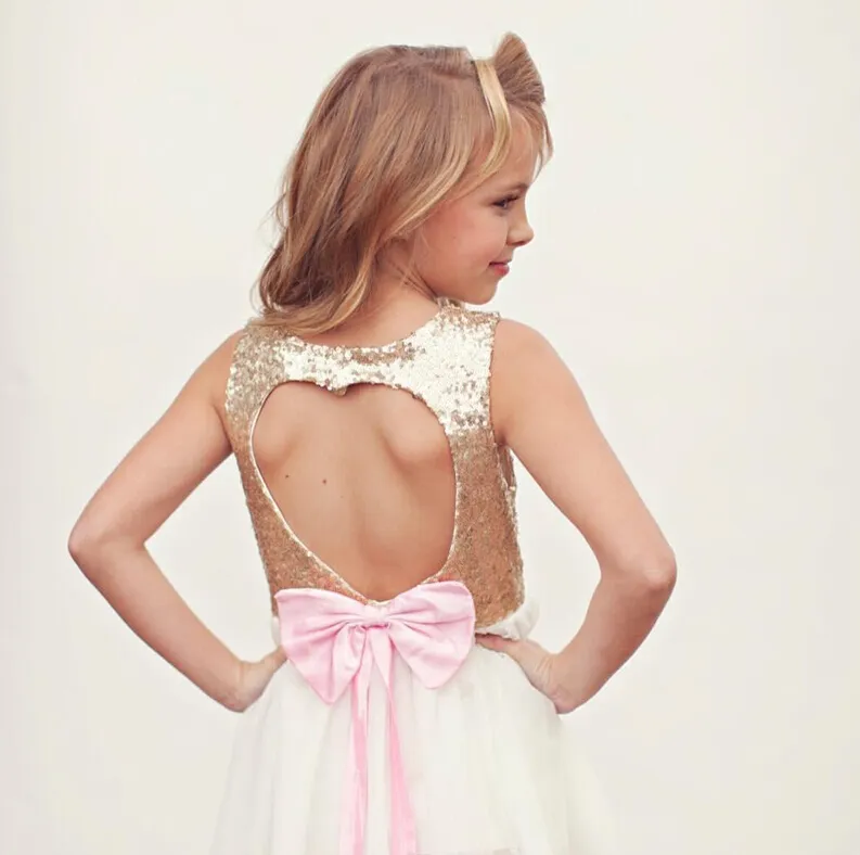 Flower girl dresses cheap with heart shaped back