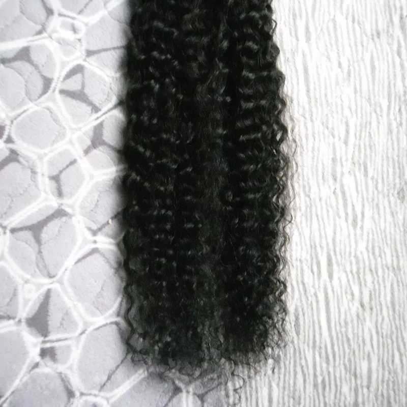 Peruansk jungfru hår kinky curly pre bunded fusion människolhår u tips 100g 1gstrand 100s keratin stick tips mänskliga hårförlängningar je7598555
