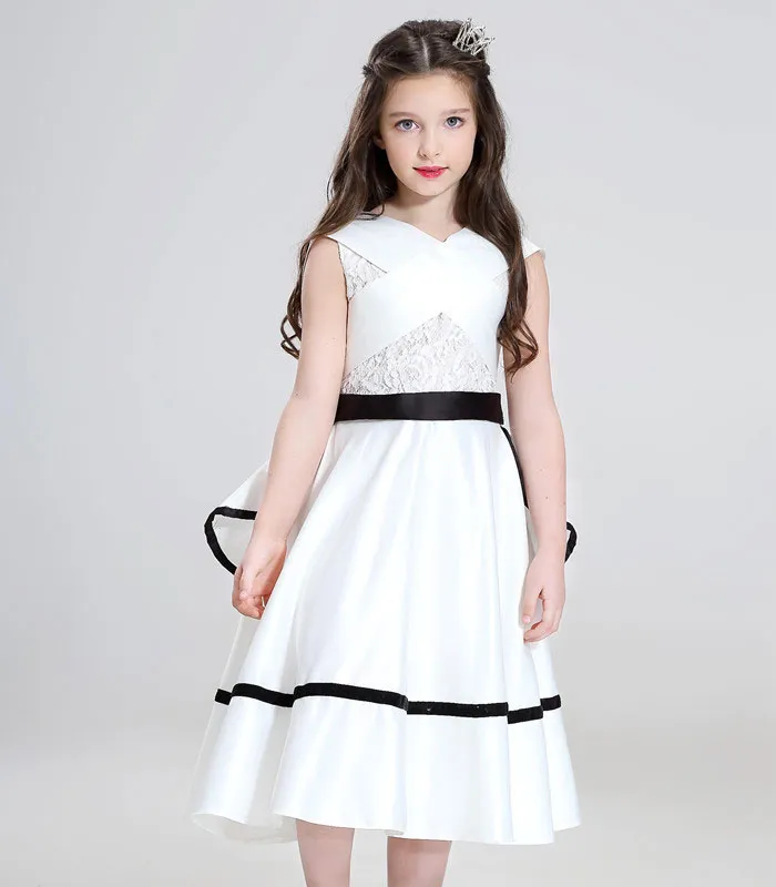 Vestidos de Daminha Elegant Vit Lace First Communion Dresses For Girls Pageant Flower Girl Dress Girl Wedding Party Dresses