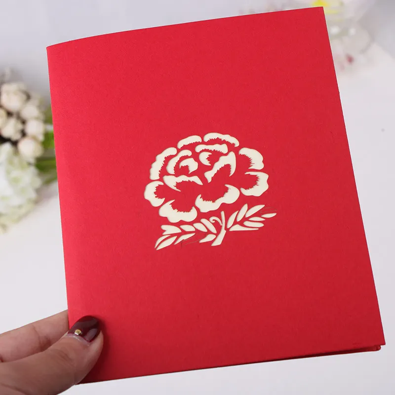 Piwonia wyskakujące kartki kartki z życzeniami karta podarunkowa na gratulacje, na specjalny dzień, urodziny lub gratulacje ślubne