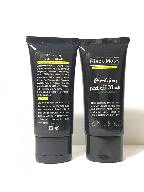 Czarna maska ​​ssąca Anti-Aging 50ml podbiera głębokie oczyszczanie Oczyszczanie Odklejanie Usuń Blackhead Peel Maski DHL za darmo