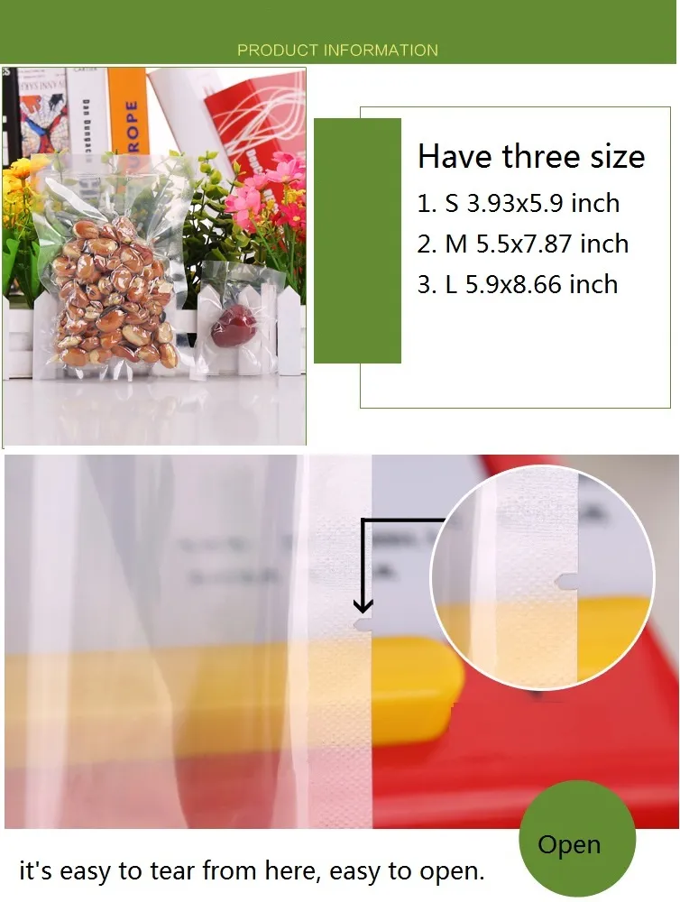 retail package party plastic bags food bags food grade PET Vacuum Opp bag paty favor party decoration 