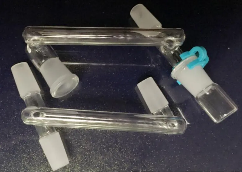 Adaptador desplegable de vidrio de 14 mm y 18 mm Adaptador desplegable de 3 juntas con adaptador de recuperación y clip Keck Adaptadores desplegables de vidrio hembra macho