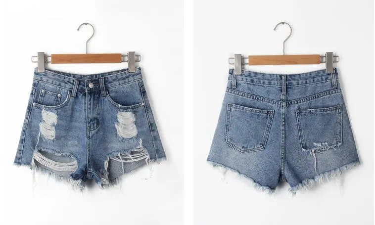 Geben Sie Schiff frei. Machen Sie die alten gewaschenen unregelmäßigen Frauen-Shorts-Löcher, um Seiten-Cowboy-weibliche Hosen mit hoher Taille zu sein, Sommer WS032 Womens Short