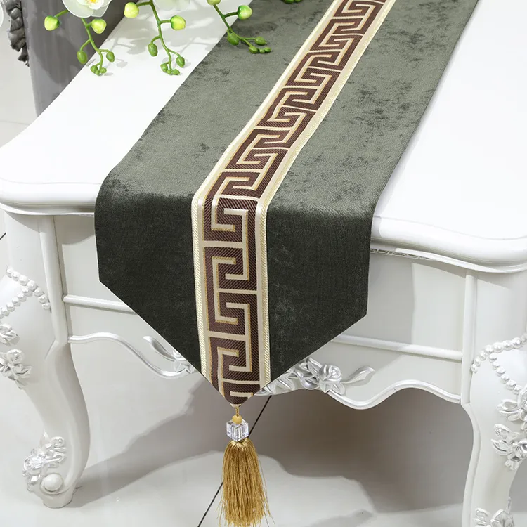 Bardzo długie 120-calowe zwykłe patchwork koronki biegacz luksusowy aksamitne maty tabeli podkładki Europa w stylu amerykańskim wysoki koniec stołowy