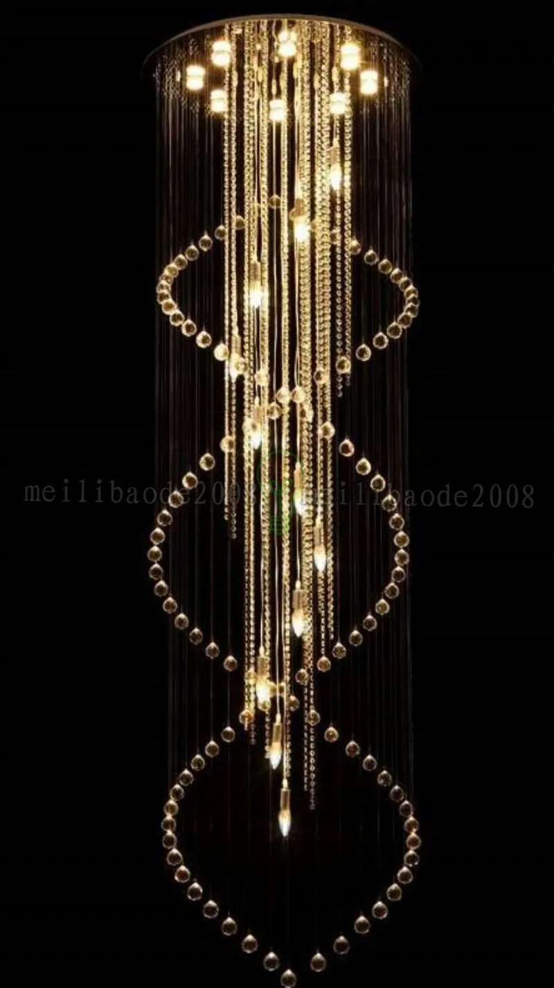 Brief Creative Chandelier K9 Crystal Stairs Suspension Light Living Room Hotel Project Light Lustre Luxury Chandelier Villa MYY