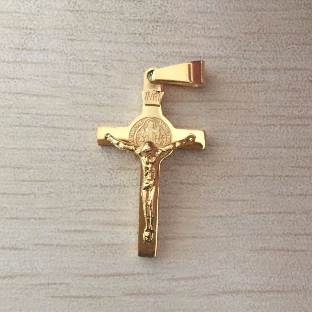 Damskie Męskie Krzyż Naszyjnik z łańcuchem Pozłacane Antyczne Cross Crucyfix Jezus Naszyjnik 55 cm Długi Łańcuch
