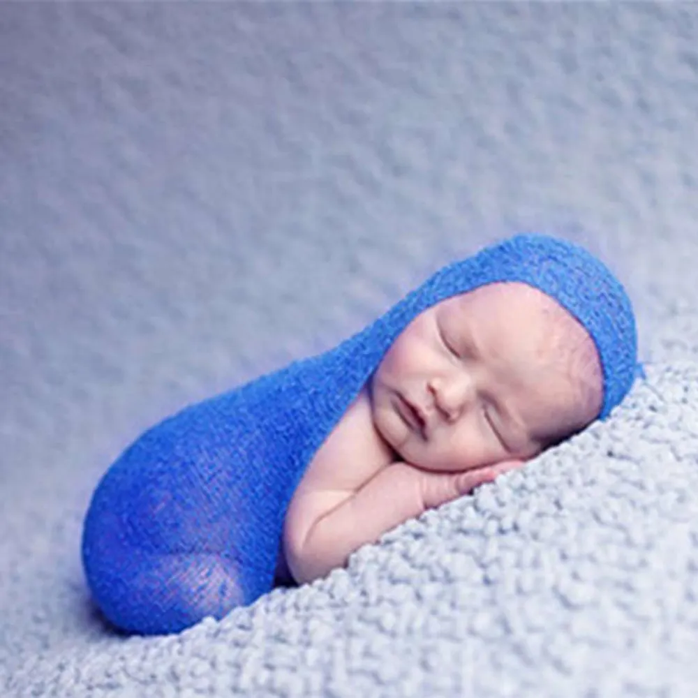 赤ちゃんの写真小道具背景コットンレーソンストレッチニットラップ幼児写真ラップ新生児の赤ちゃんブランケット45x160 cm