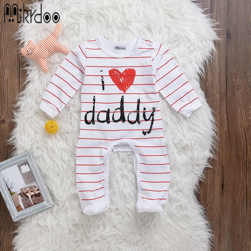 Mikrdoo Lovely Baby Rompers 2017 Nouveau-né I Love Mummy Daddy Child Costume Stars Stars Girl Boy Jumpsuit Clothing Set Winter CL1653082