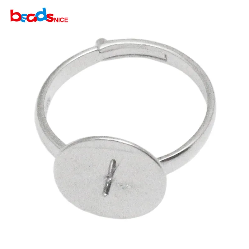 BeadSnice 925 Sterling zilveren ring blanks met een pincode voor half geboorde kralen Verstelbare zilveren ring bevindingen ID35764