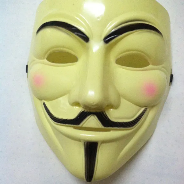 lot Partisi Cadılar Bayramı Maskesi V Vendetta Guy Fawkes Partisi Yüz Maskeleri Beyaz ve Sarı Film Kostümü Mask3865744