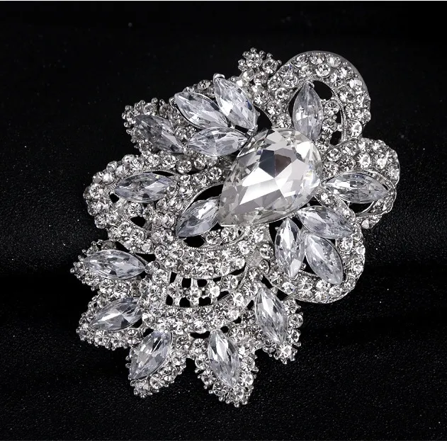 Nouveau Broche De Mariage Bouquet Broche En Gros grande fleur en argent vintage Broches En Cristal Autrichien Mode Hot Big Broach gratuit DHL