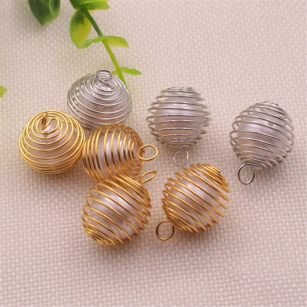 DIY Silver Spiral Bead Cages Pendants نتائج المجوهرات مكونات مصنوعة يدويًا للمجوهرات صنع سحر 15 × 14 مم 25 × 20 مم 30 × 23333o
