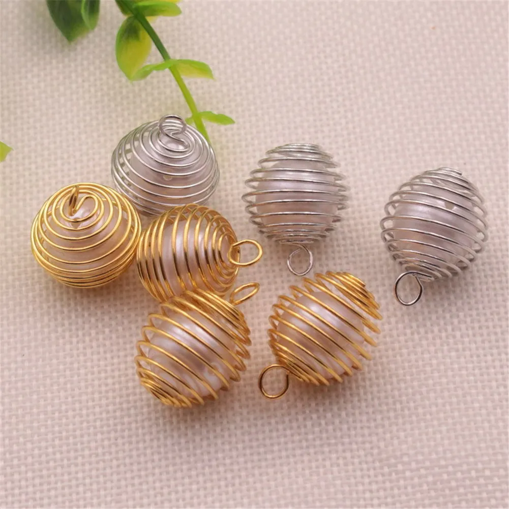 100 pièces bricolage argent spirale perle Cages pendentifs résultats de bijoux composants faits à la main fabrication de bijoux breloques 15X14MM 25X20MM 30X25MM233o