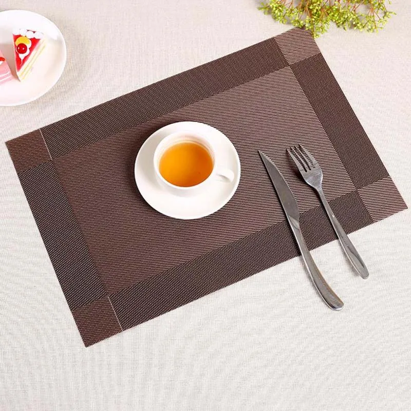 6 kleuren PVC Keuken Dinning Bamboe Tafel Placemats Tafelkleed Mat Manteles Individuals Doilies Cup Mats Coaster Pad