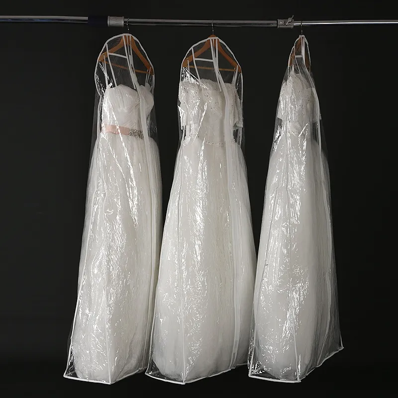 Thick Transparent PVC Dust Bag For Wedding Dress Prom Evening Gown Bags 180*70 CM Waterproof Garment Cover Travel Storage Dust Covers