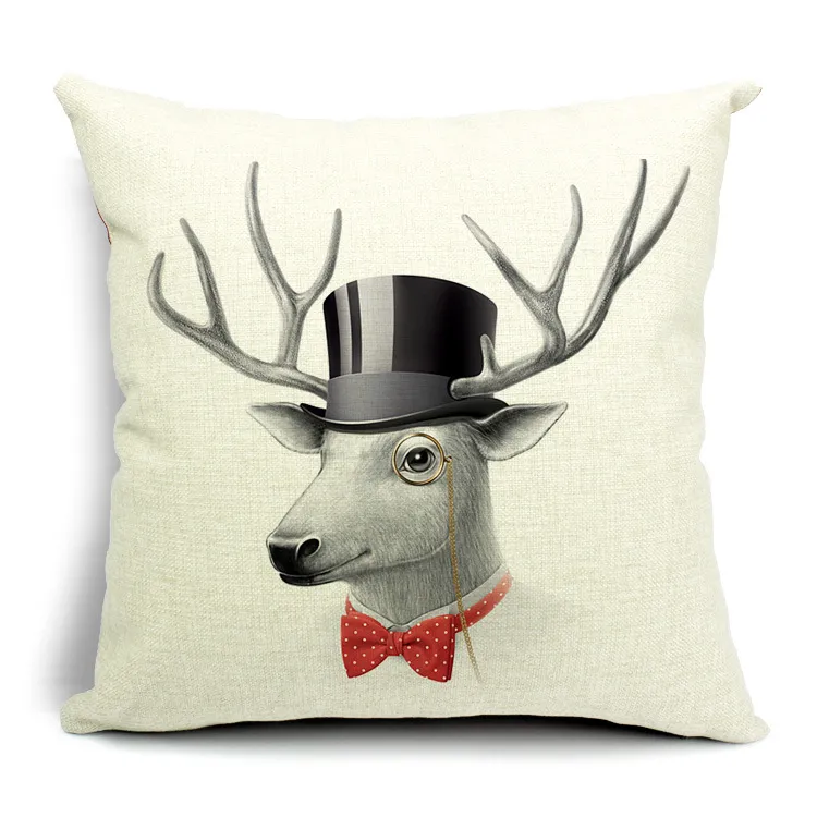 Minimalist Nordic Cushion Covers 5 Designs Literature Style Adorable Cartoon Animals Pillow Cover Deer Sheep Pig Bird Rabbit Pillow Cases