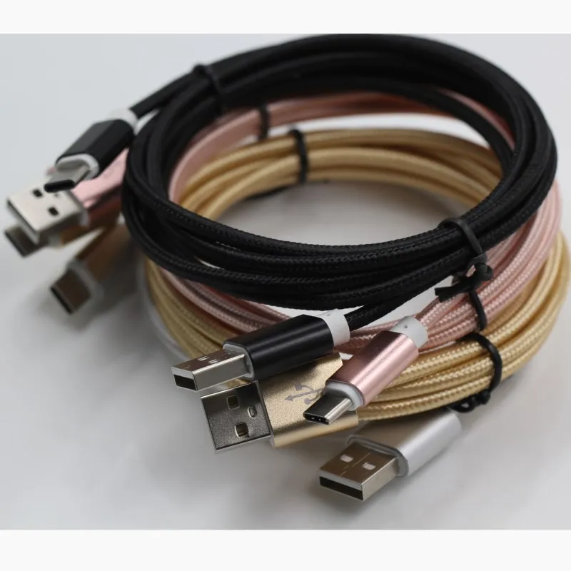 النوع C كابل CYPER-C كابل بيانات USB الألومنيوم نايلون مزامنة مزامنة البيانات مزامنة خط شحن لسامسونج S20 S10 الترا 1.5 متر / 5ft