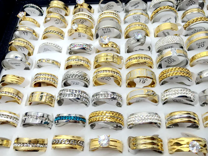 كامل الكثير من قمة وحيد القرن الزركون الذهب لوحة الفضة الفولاذ المقاوم للصدأ الخاتم للرجال هدية الزفاف je301y