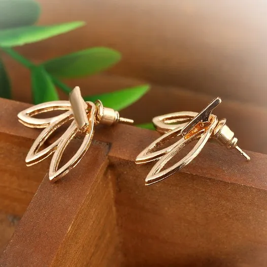Jewelry Earrings Ear Jacket Stud Lotus Flower Earrings For Women And ...