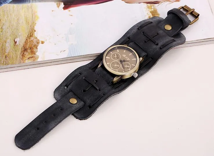 2017 neue mode heißer 100% echtes leder Armbanduhr männer uhr Personalisierte Retro Leder Armbanduhr