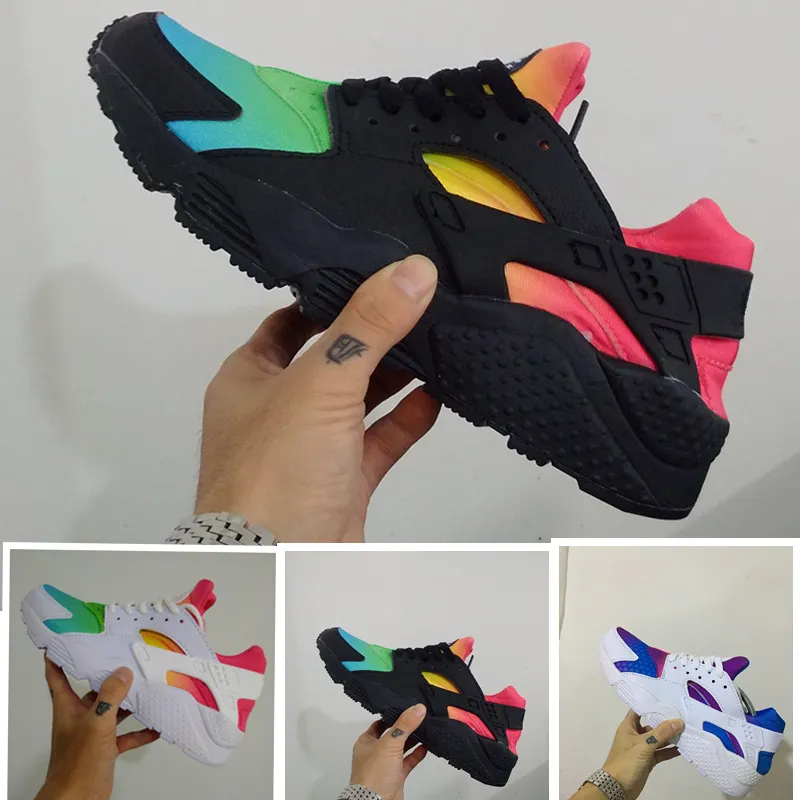 huaraches black pink and blue