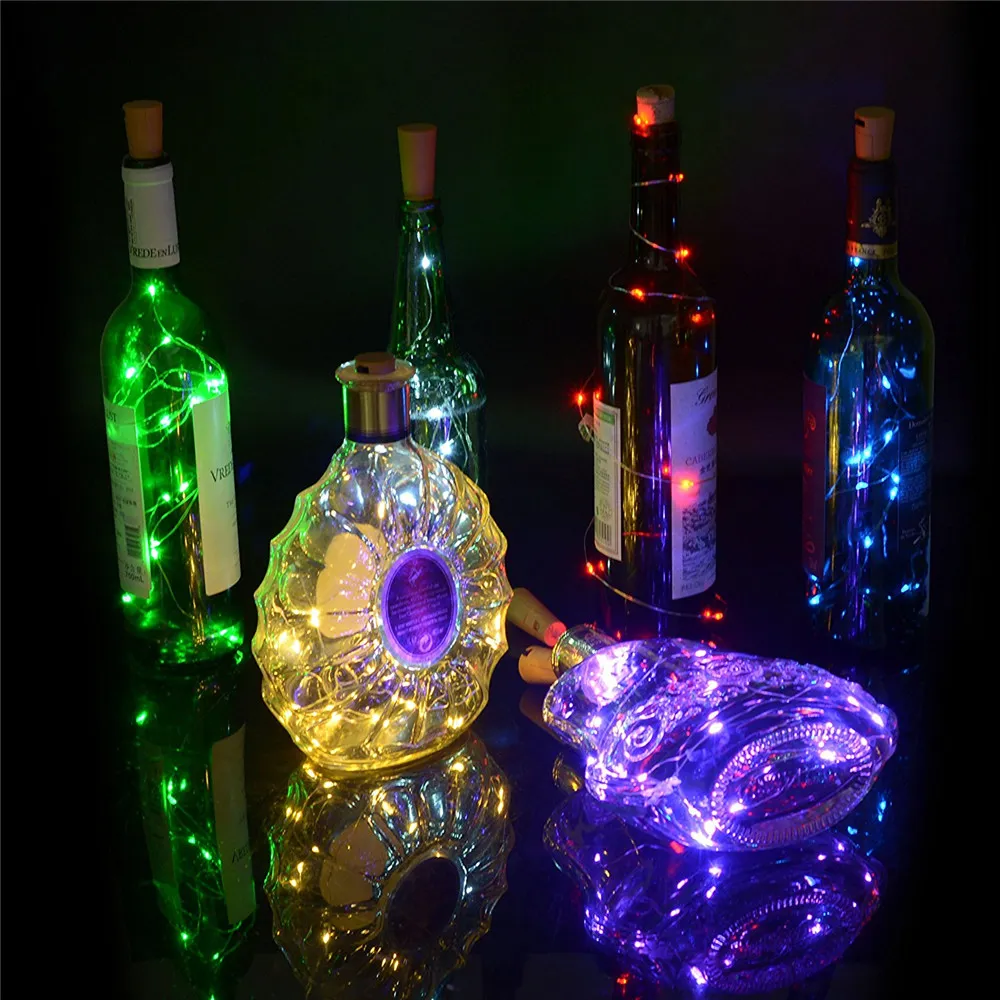2M 20LED 램프 코르크 모양의 병 마개 라이트 유리 와인 1M LED 구리 와이어 문자열 조명 크리스마스 파티 웨딩 할로윈