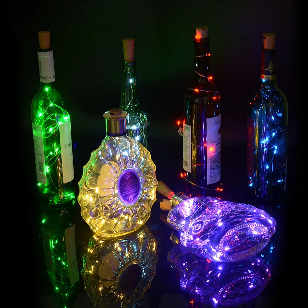 2M 20LED Lampe Kork Geformte Flasche Stopper Licht Glas Wein 1M LED Kupfer Draht Lichterketten Für Weihnachten party Hochzeit Halloween