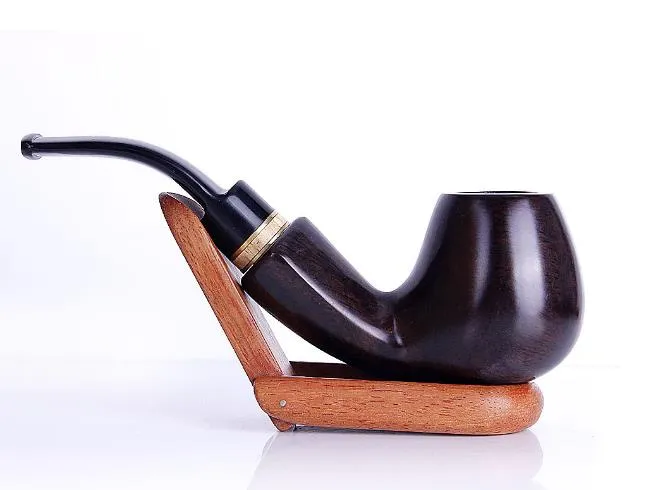 Ebony Round Hammer Pipe Smooth Curved Corrugated Rör Rök Bärbart Bärbart Trärör