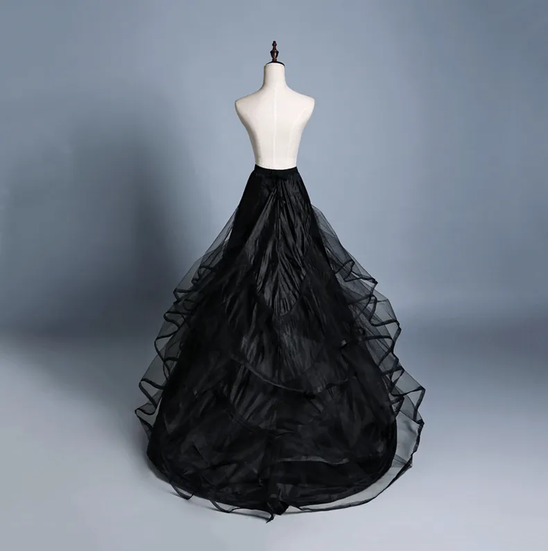 Cheap Black Ball Gown Crinoline Petticoats Plus Size Bridal Hoop Skirt High Quality Tiered Wedding Accessories2456450