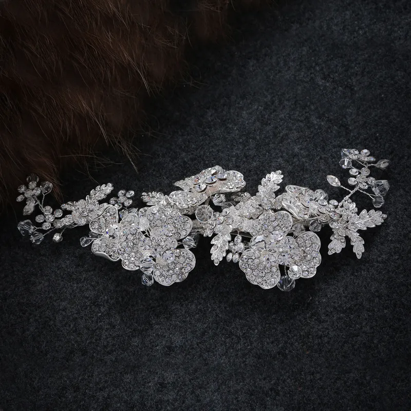 New Fashion Vintage Wedding Bridal Crystal Rhinestone Pearl Beaded Hair Accessories Headband Band Crown Tiara Ribbon Headpiece Jewelry