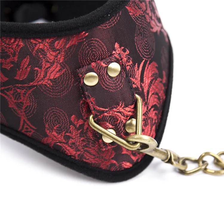 Rouge en cuir rouge BDSM Bondage Collier de sexe et laisse Colliers de jeu pour adultes