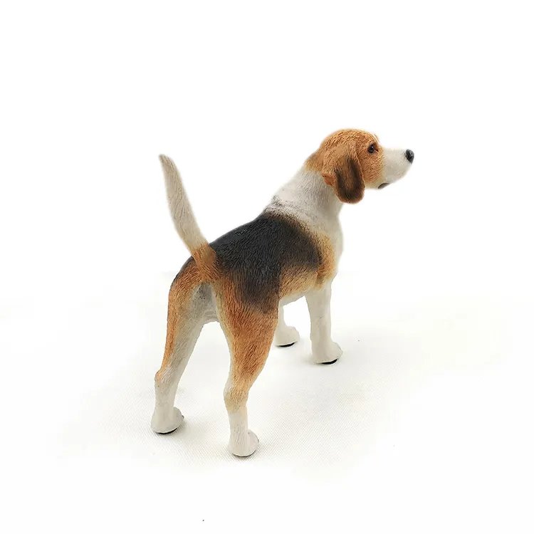 Konst och hantverk Beagle Hound Canine Stamtavla Gullig valp Staty Brun Stående Staue Skulptur för Hundälskare