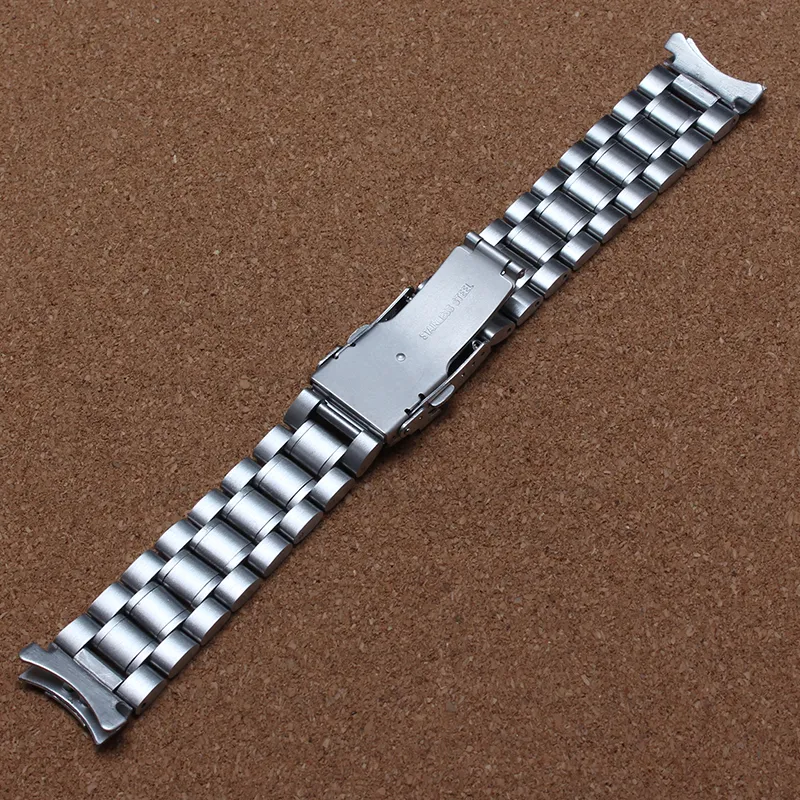 Wysokiej Jakości Matowy i Polski Zakrzywione Końce Stałe Zegarek Ze Stali Nierdzewnej Męska Pasek 18mm 20mm 20mm 22mm 24mm Metalowe Akcesoria Watchband Brolelete